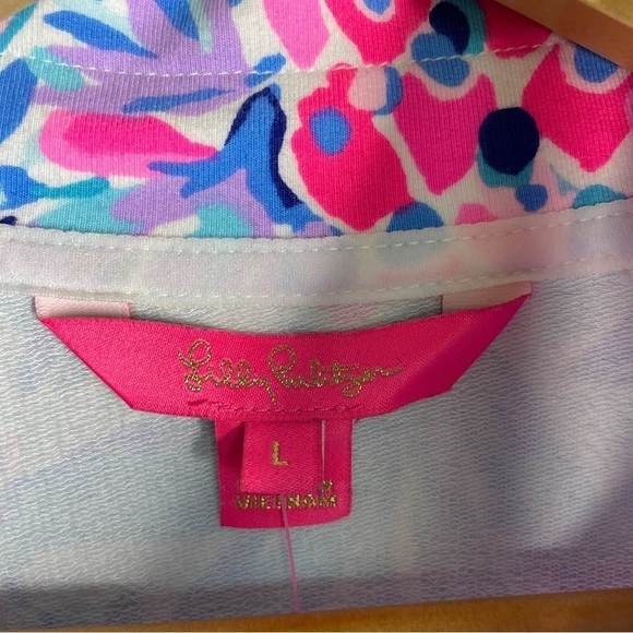Lilly Pulitzer Skipper Cropped Popover In Zanzibar Blue Party Princess L - Picture 4 of 8